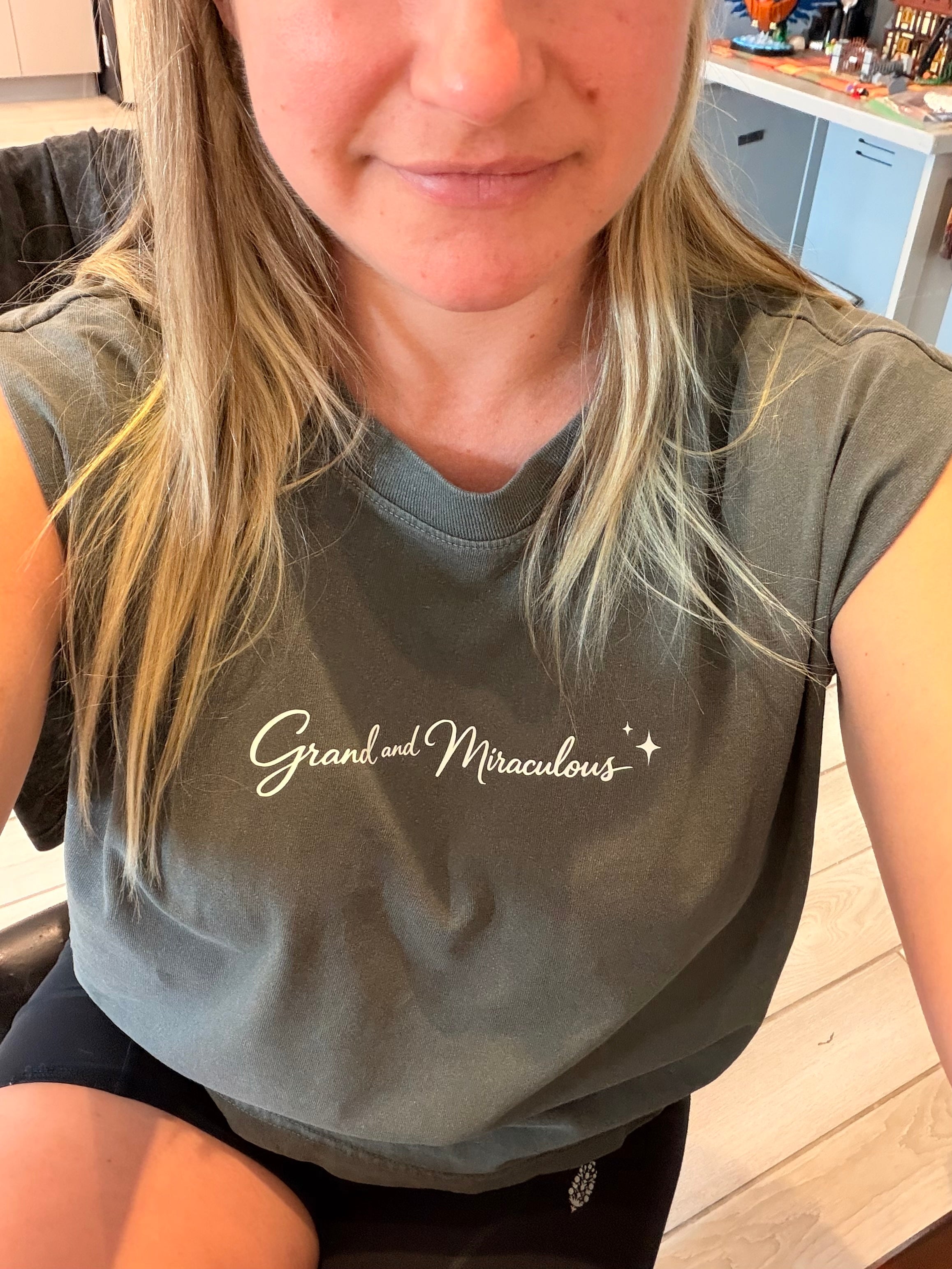Grand and Miraculous Crop Muscle Tee - Thawing Threads